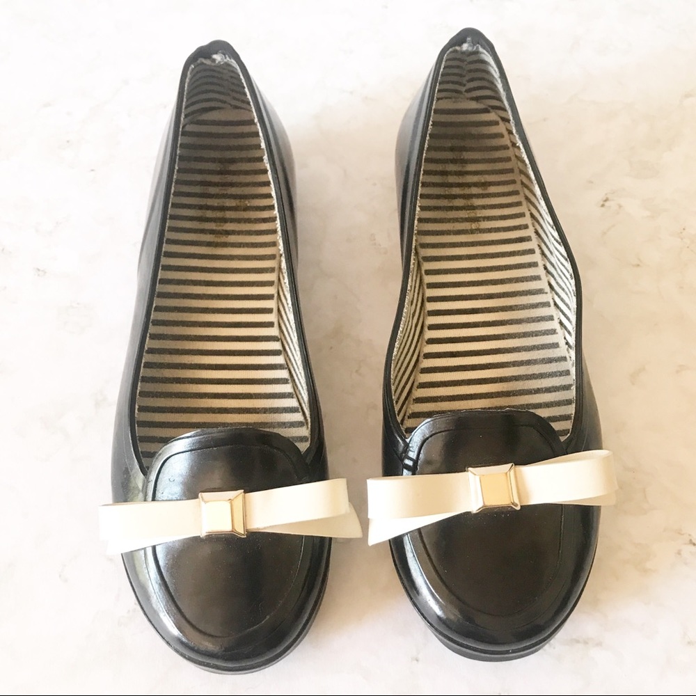 Kate Spade | Rubber Rain Flats Loafers w/ Bows 6
